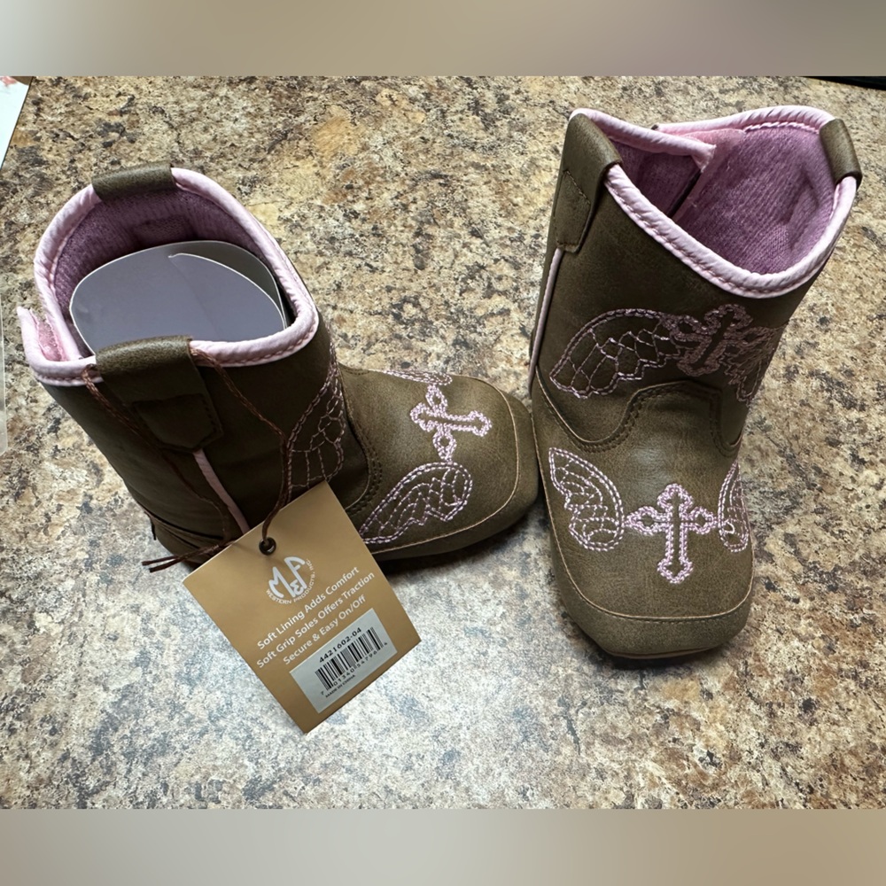 Infant Brown and Pink Western Boots
